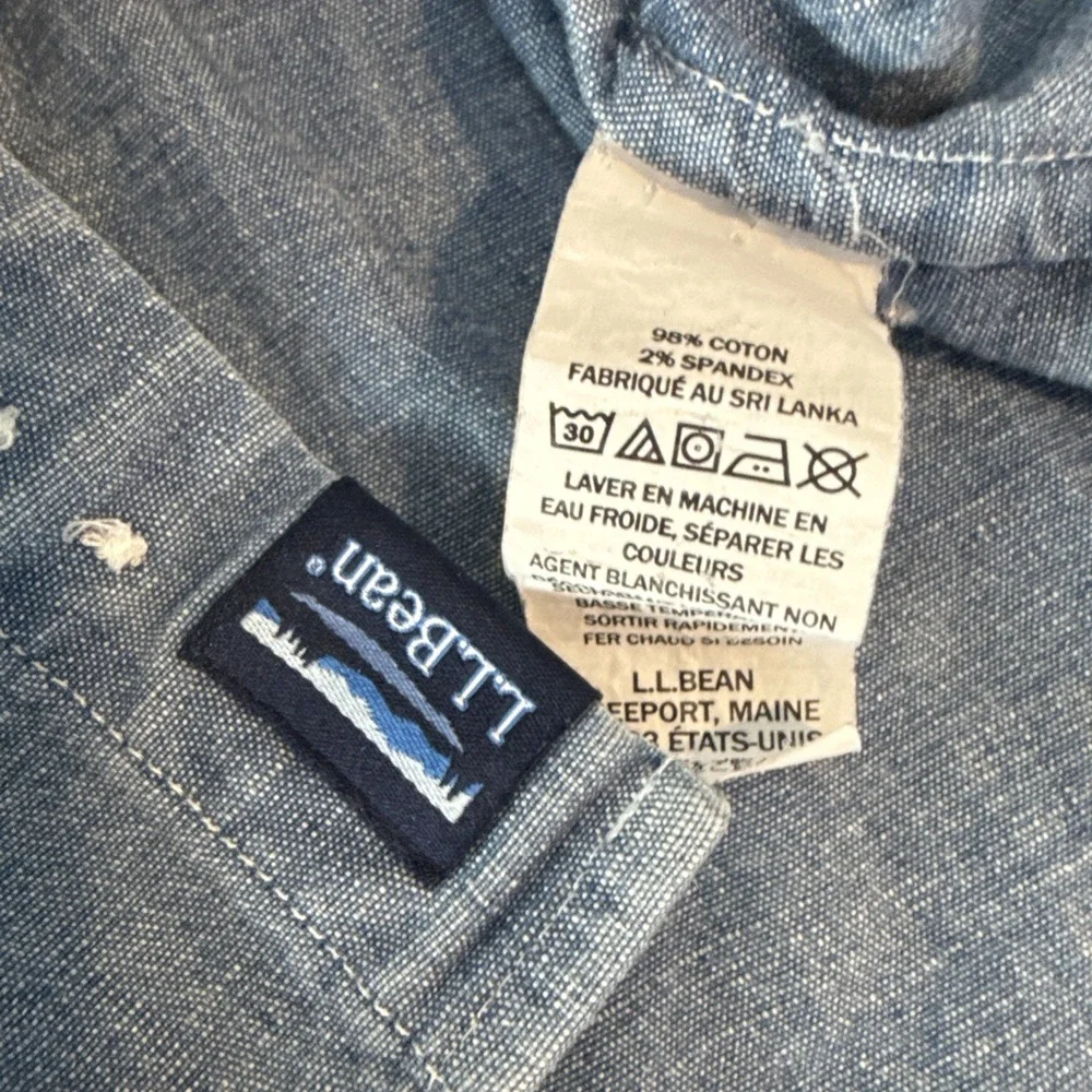 LL Bean Traditional Fit Denim Short Sleeve Button Down XXL-Regular